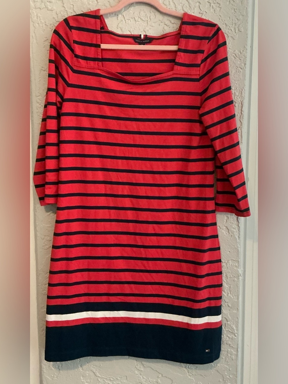 Tommy Hilfiger Red and Navy Blue Striped Dress